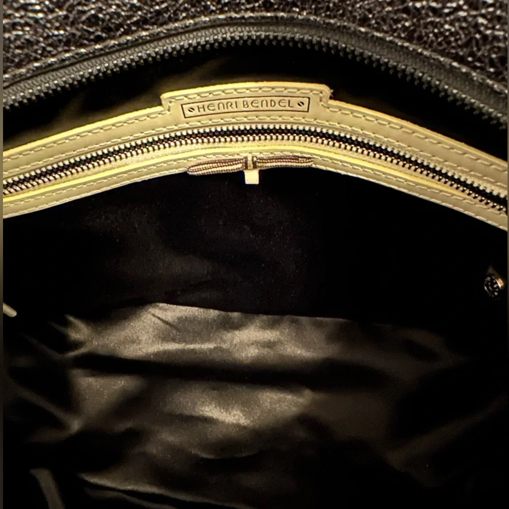 Henri Bendel Metallic Silver Satchel Tote Shoulder/ Crossbody Purse 12x9.5x4.5